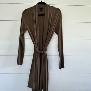 Jarbo Women’s Medium Brown Modal Blend Open Cardigan/Robe with Waist Tie